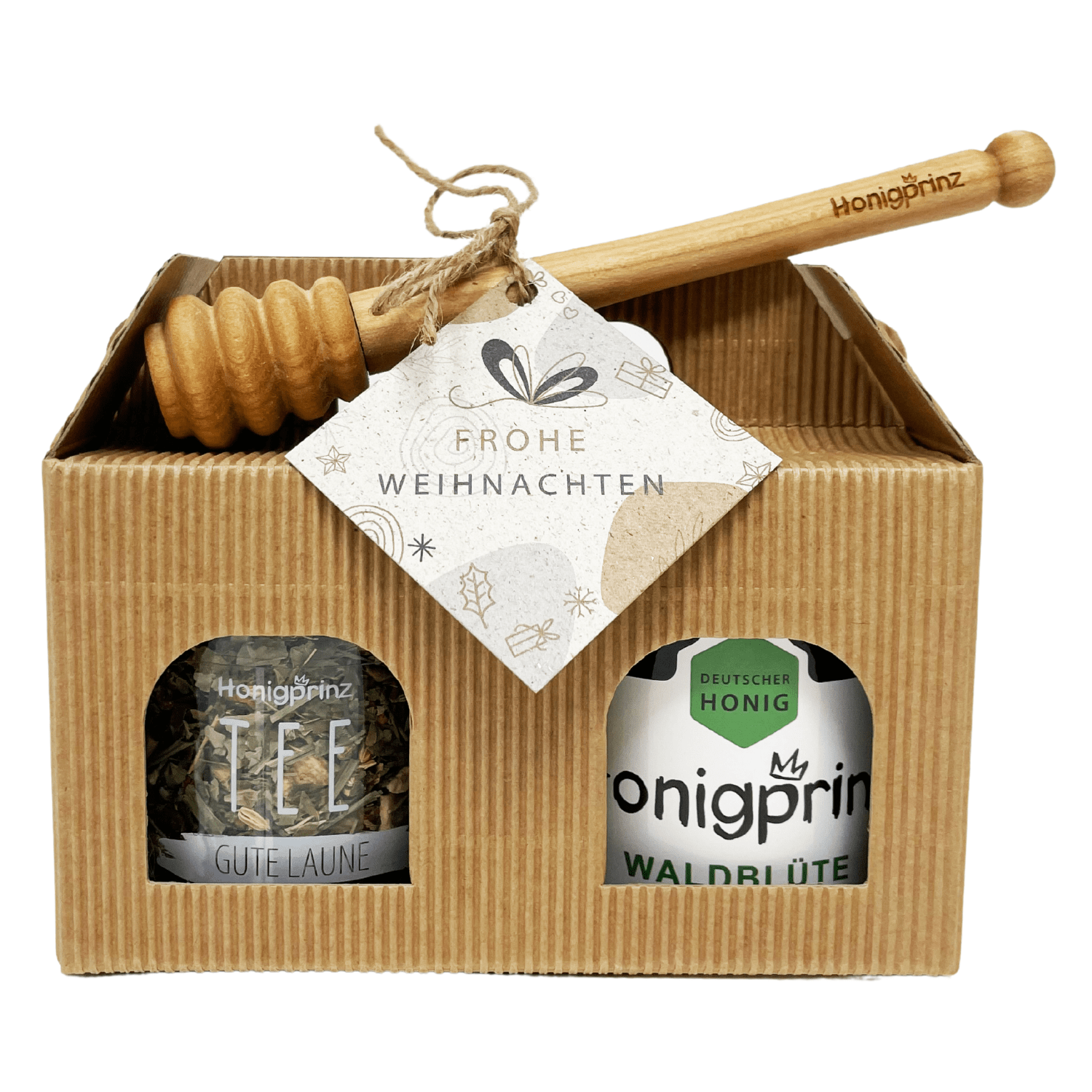 Geschenkset – Honig & Tee mit Honiglöffel und Grußkarte - Honigprinz