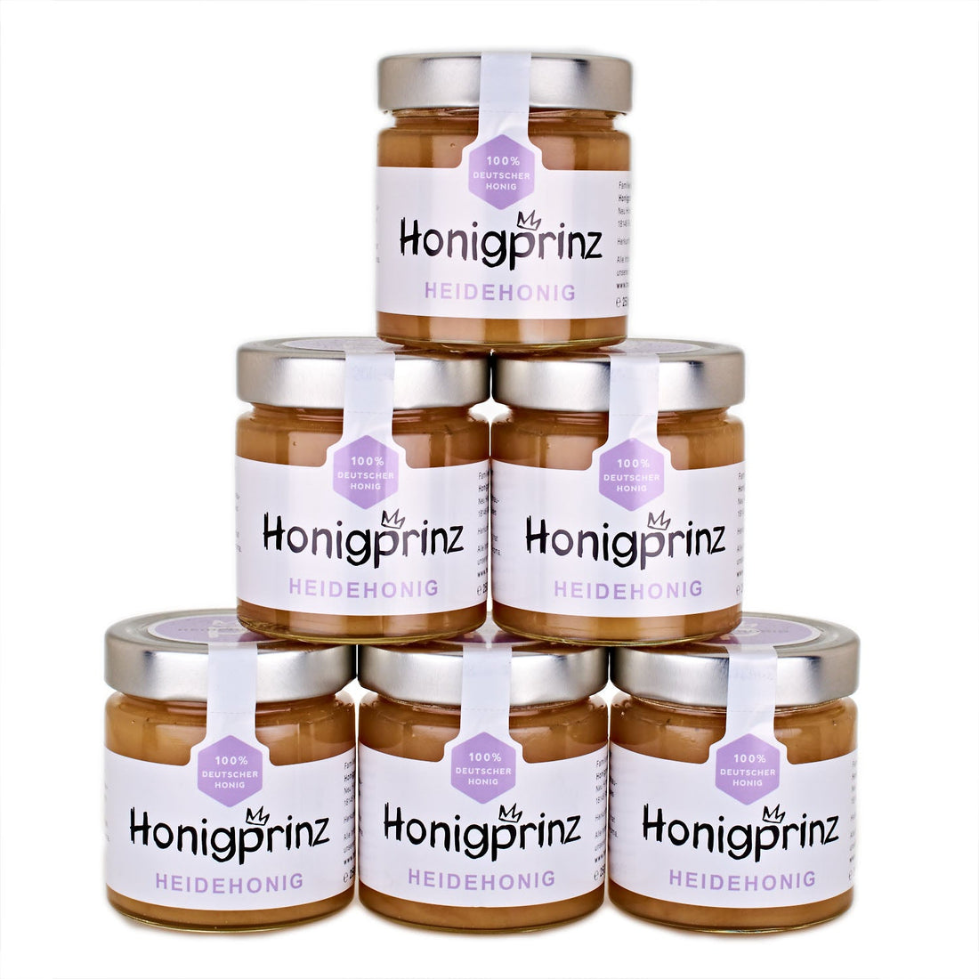 Heidehonig Set 6x 250g frontal Deutscher Honig
