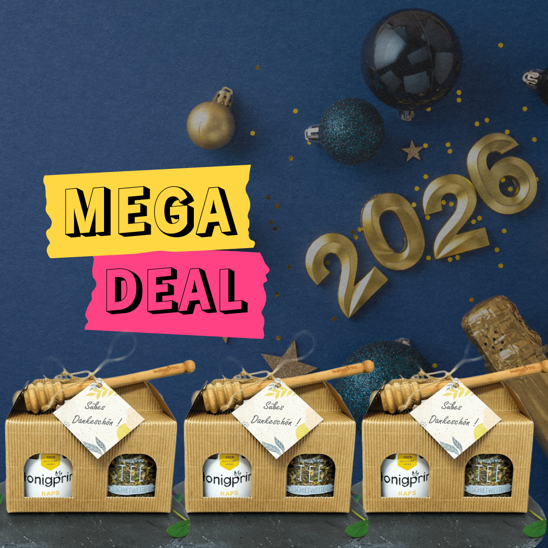 3x Geschenkset – Honig &amp; Tee mit Honiglöffel und Grußkarte
